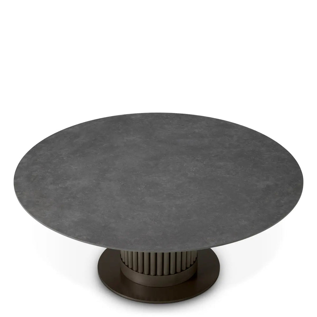 Outdoor Coffee Table Volterra Round Bronze Finish Grey Ceramic - image 3