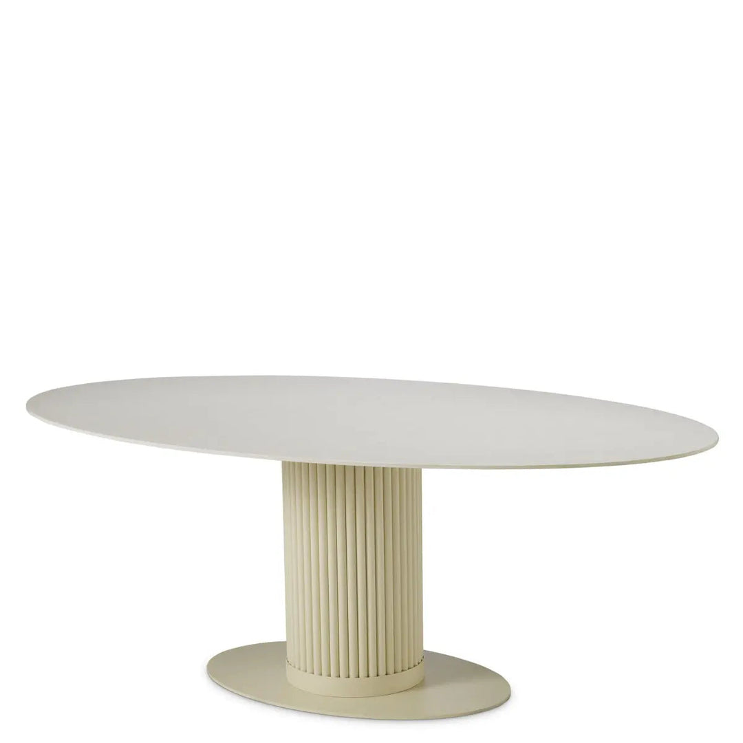 Outdoor Dining Table Volterra Oval Sand Finish Cream Ceramic - image 1