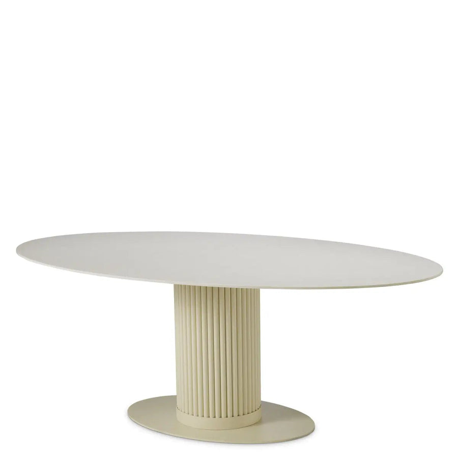 Outdoor Dining Table Volterra Oval Sand Finish Cream Ceramic - image 1