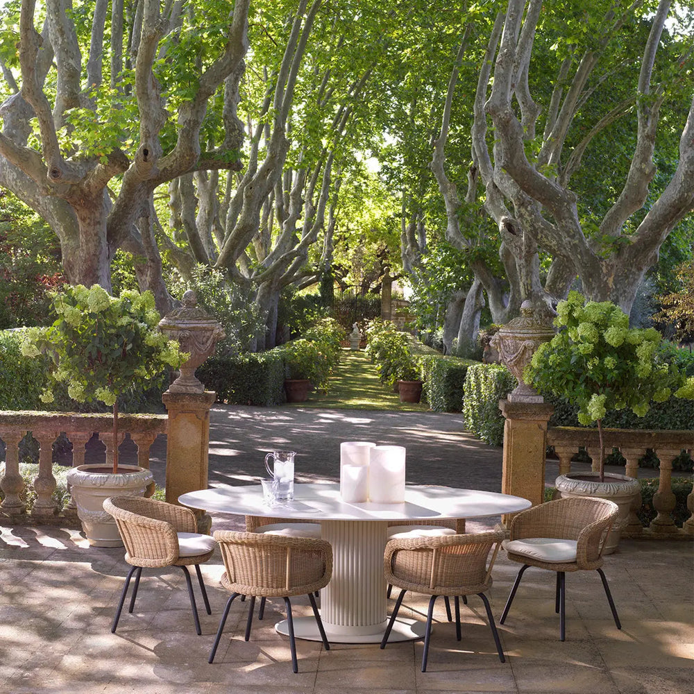 Outdoor Dining Table Volterra Oval Sand Finish Cream Ceramic - image 2