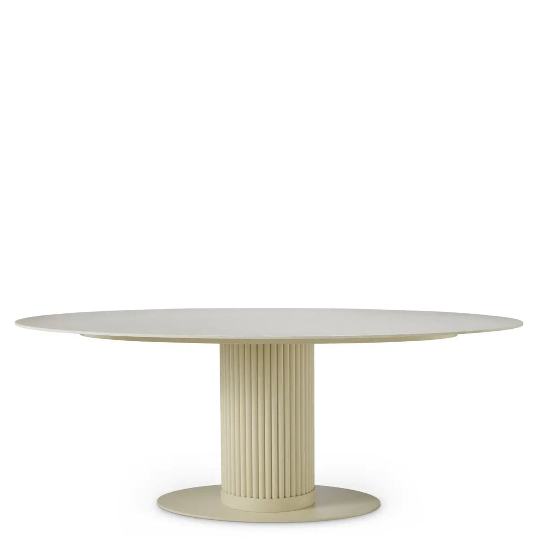 Outdoor Dining Table Volterra Oval Sand Finish Cream Ceramic - image 3