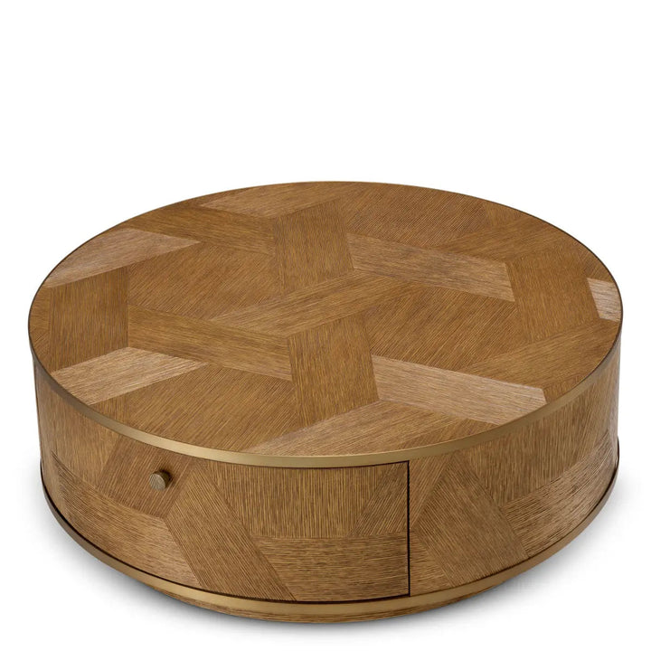 Coffee Table Velutto Caramel Carved Oak Veneer Brushed Brass Finish - image 3