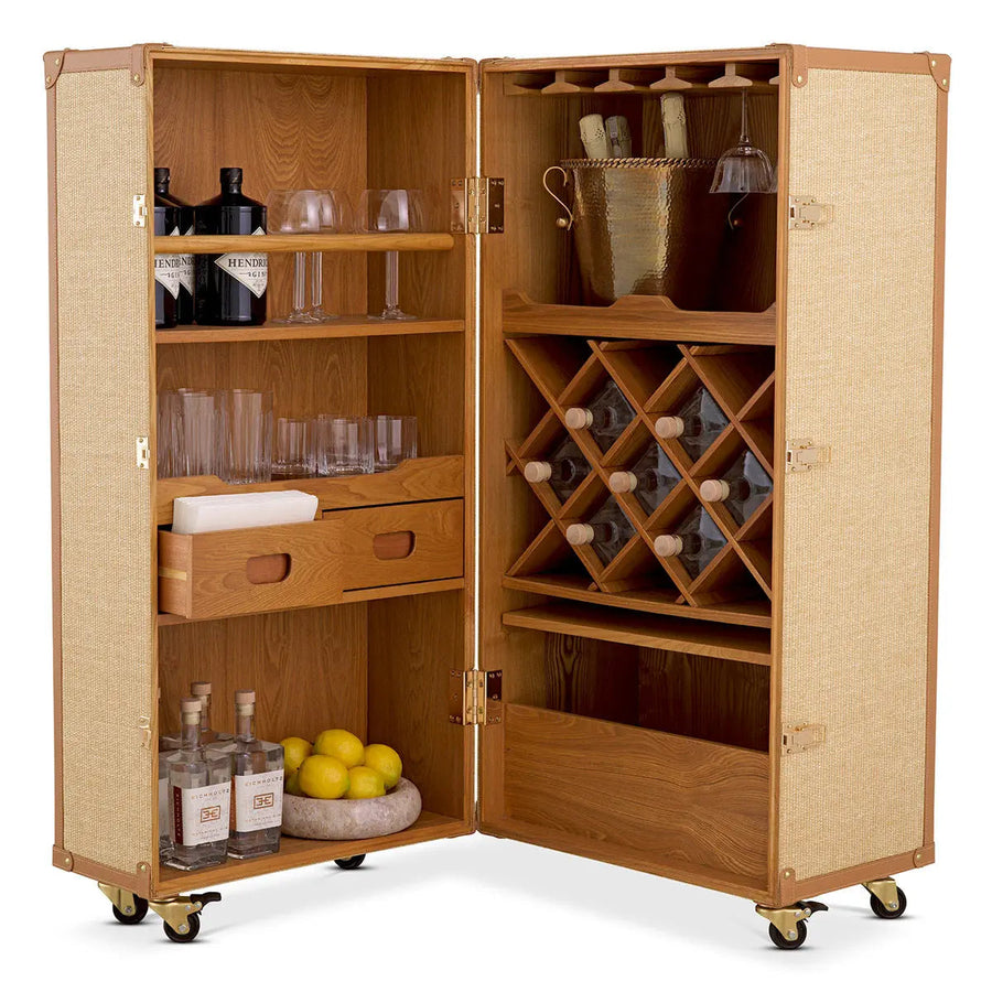 Bar Cabinet Martini Bianco Rattan Look - image 1