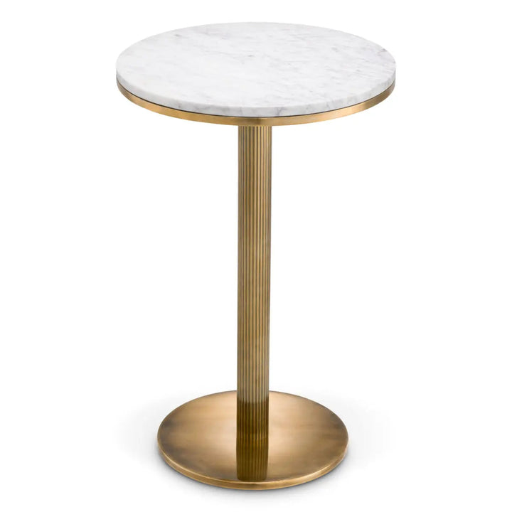 Side Table Tavolara Vintage Brass Finish White Marble - image 1