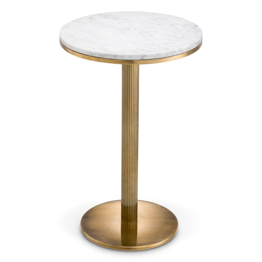 Side Table Tavolara Vintage Brass Finish White Marble - image 1