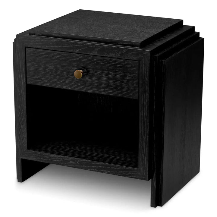 Nightstand Artdeco Charcoal Grey Oak Veneer - image 1