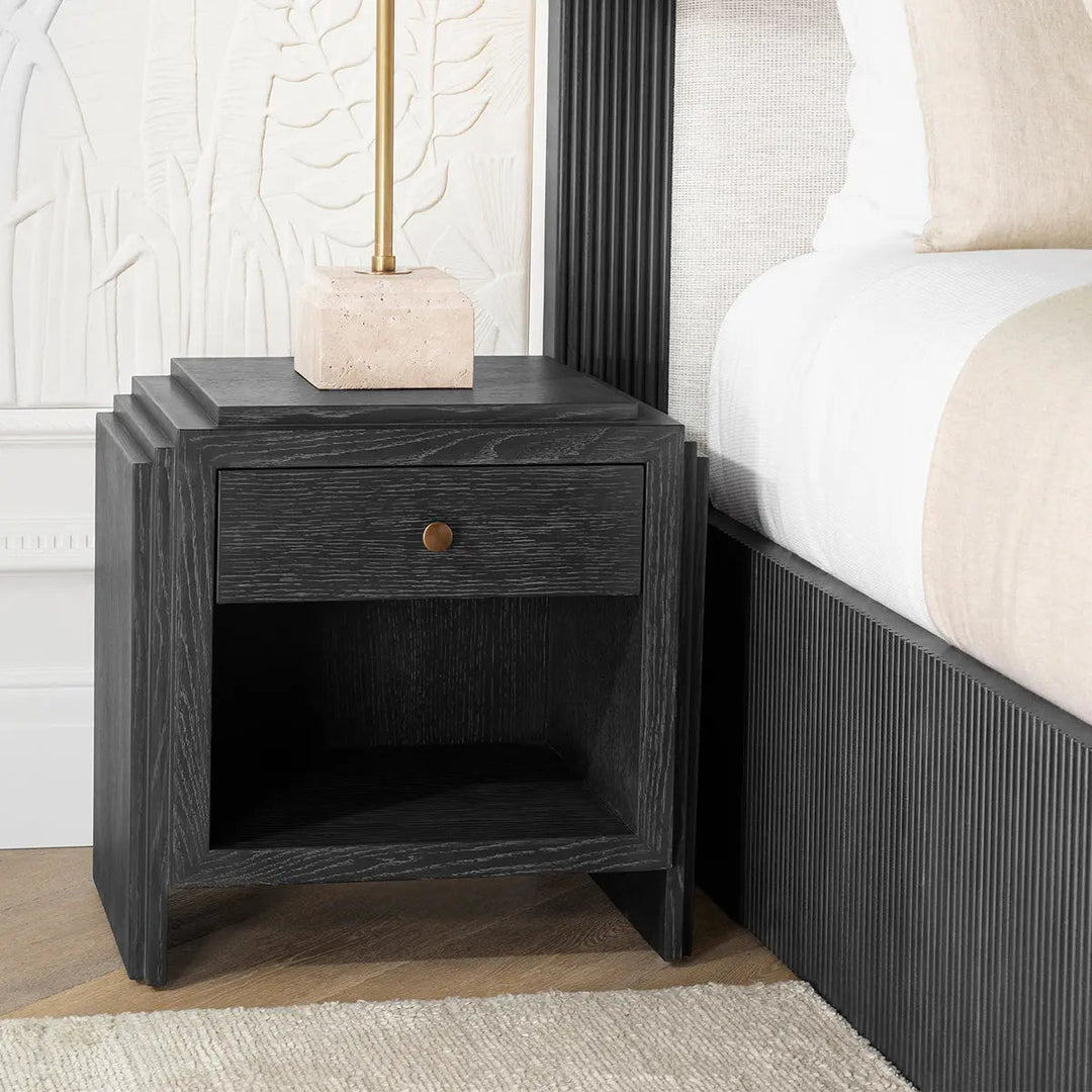 Nightstand Artdeco Charcoal Grey Oak Veneer - image 2