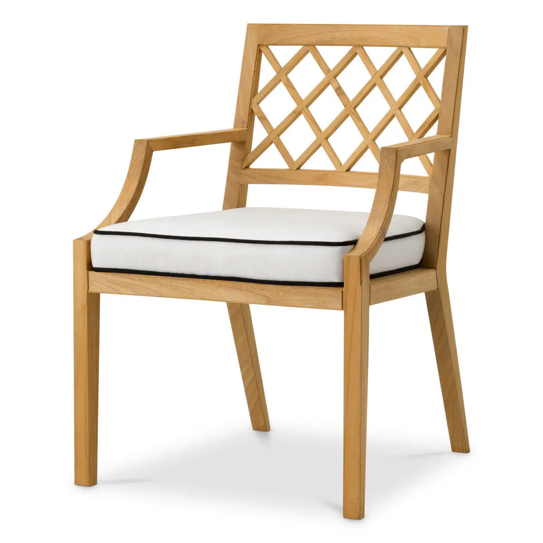 Outdoor Dining Chair Paladium Natural Teak Incl Sunbrella Canvas Cushion - image 1