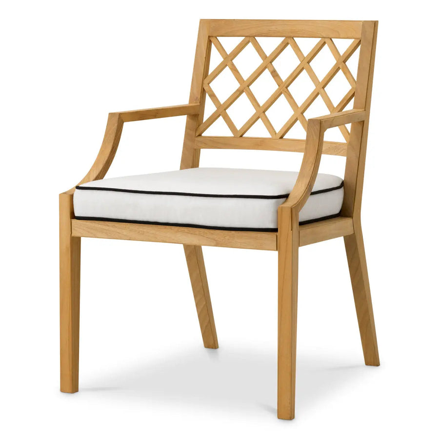 Outdoor Dining Chair Paladium Natural Teak Incl Sunbrella Canvas Cushion - image 1