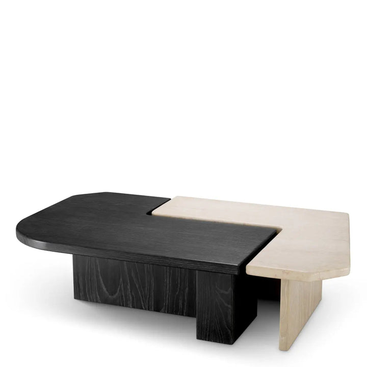 Coffee Table Yardham Charcoal Grey Oak Veneer Beige Marble Set Of 2 - image 2