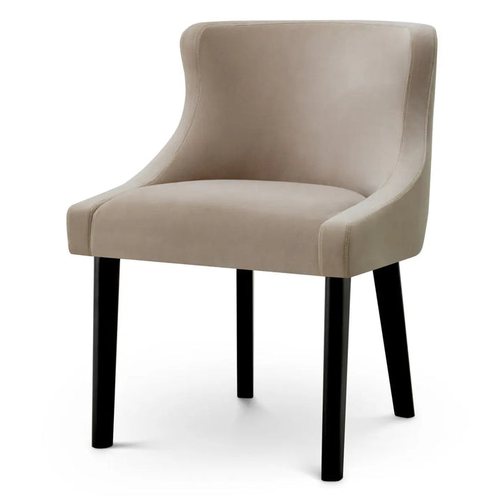 Dining Chair Chavelle Black Finish Torrin Natural Velvet - image 1