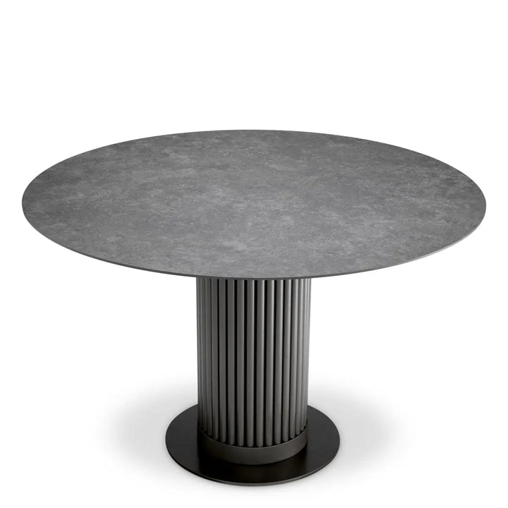 Outdoor Dining Table Volterra Round Bronze Finish Grey Ceramic - image 1