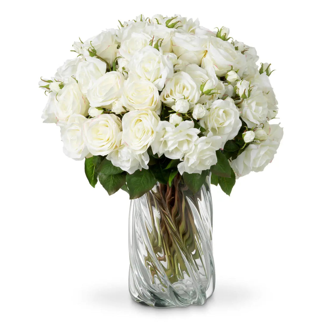 Bouquet Of Roses Two Tone White Real Touch 72 Pcs/2 Varieties - image 1
