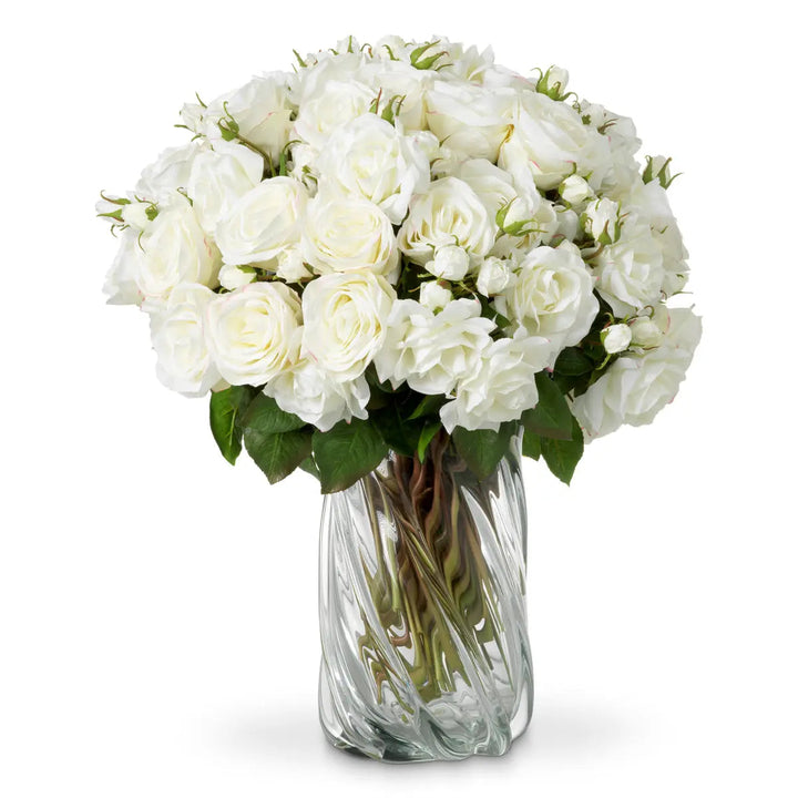 Bouquet Of Roses Two Tone White Real Touch 72 Pcs/2 Varieties - image 1