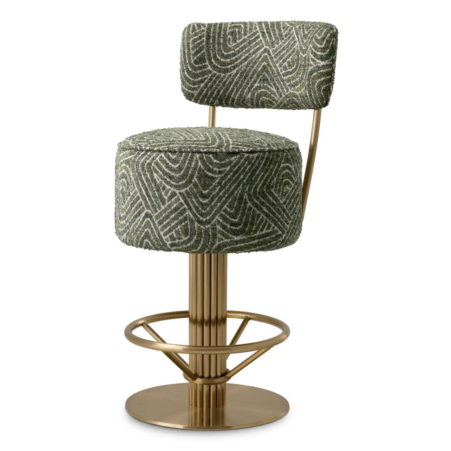 Counter Stool Carleton With Back Camari Green Brushed Brass Finish - image 1