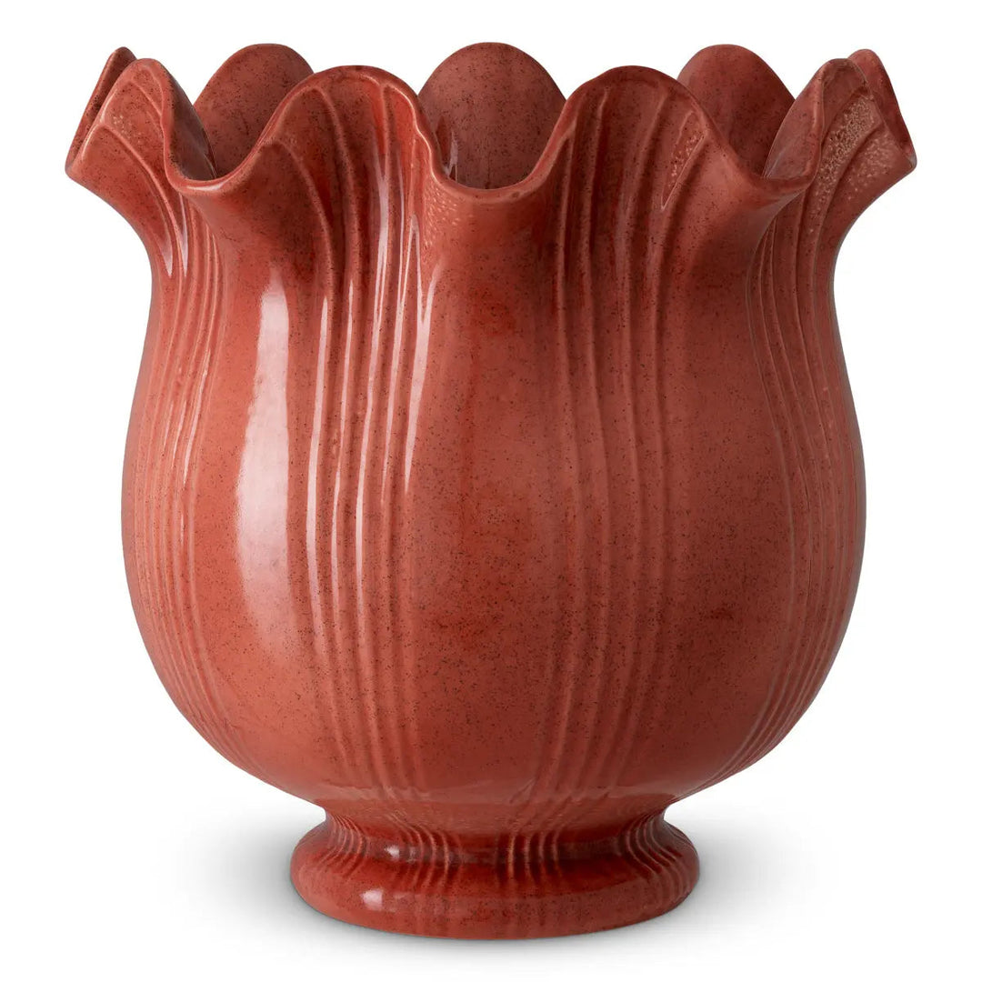 Vase Tulipa Coral Red Ceramic - image 1