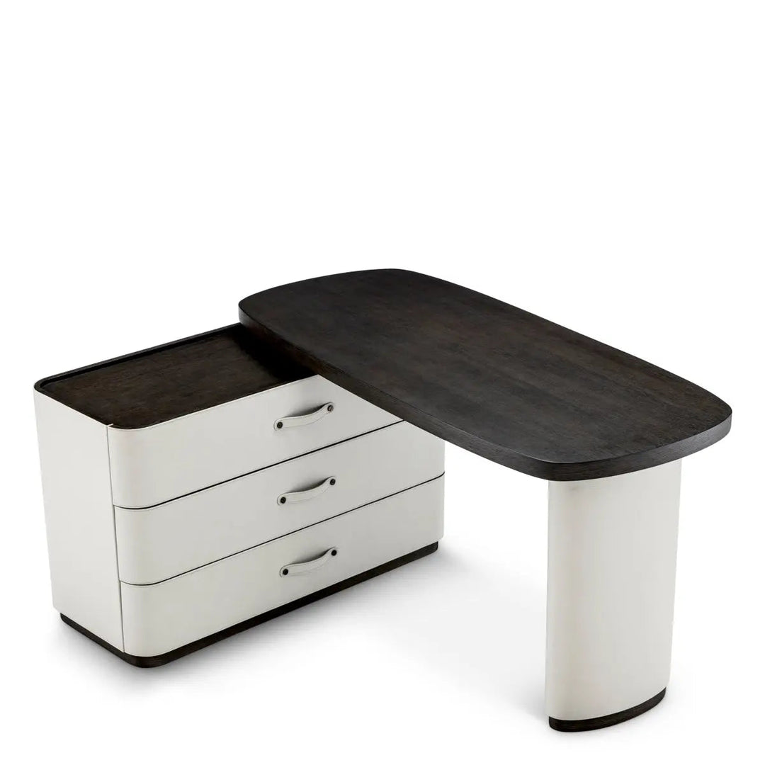 Desk Numana Mocha Straight Oak Veneer Faux Leather - image 1