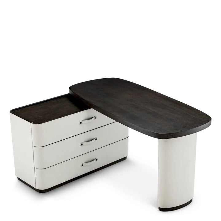Desk Numana Mocha Straight Oak Veneer Faux Leather - image 1