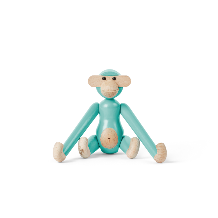 Kay Bojesen Monkey, Mini, Turquoise, H: 3.7"