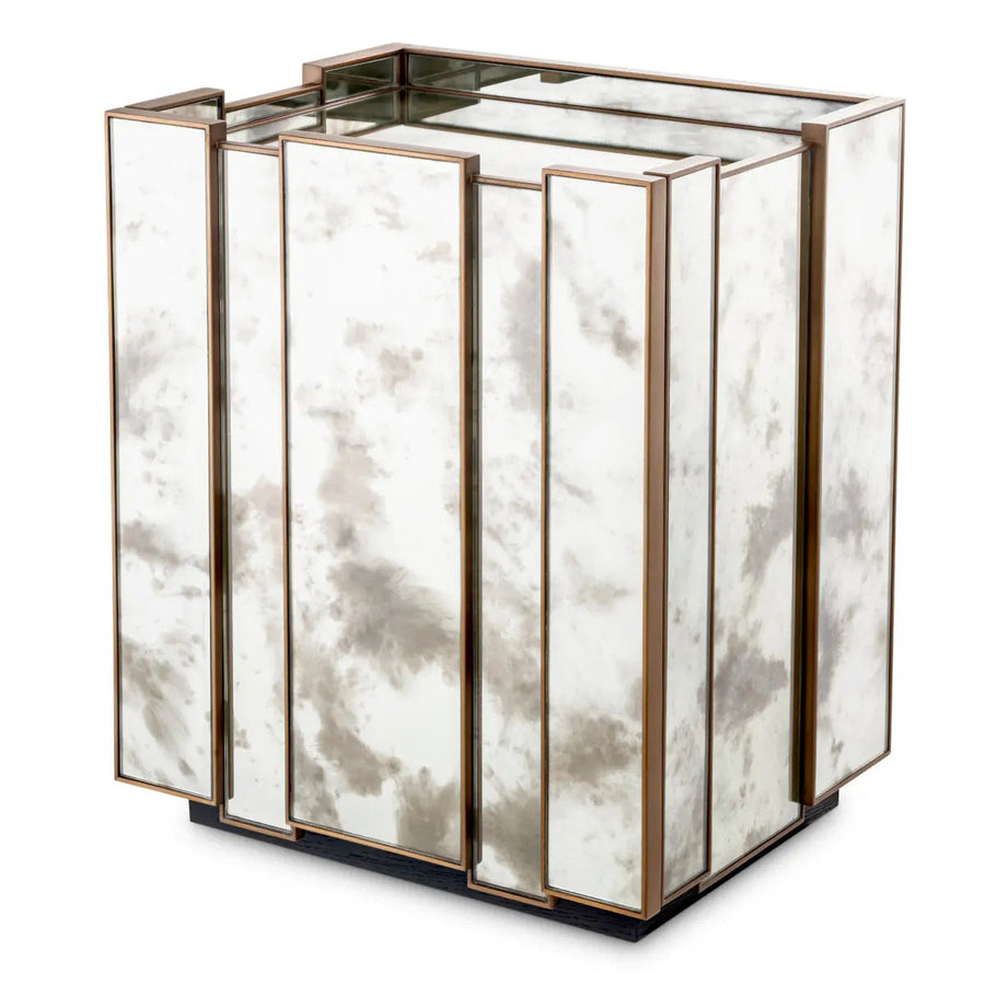 Nightstand Nottingham Left Antique Mirror Glass Brushed Brass Finish - image 1