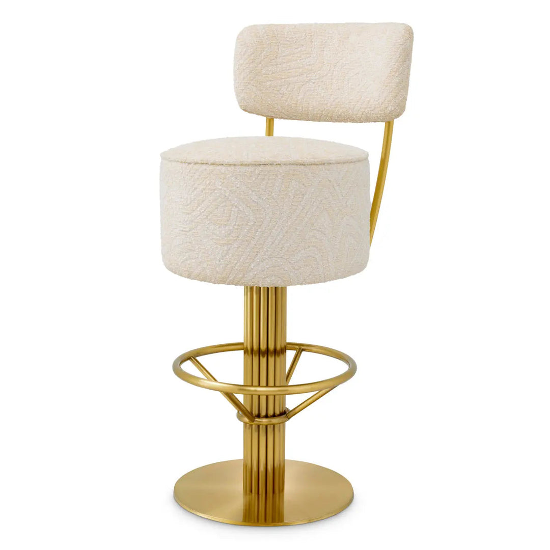 Bar Stool Carleton With Back Camari Cream Brushed Brass Finish - image 1