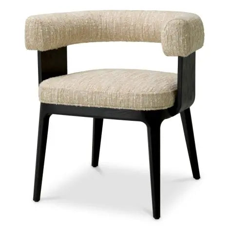 Dining Chair Dubois Black Oak Veneer Bouclé Sonata Cream - image 1