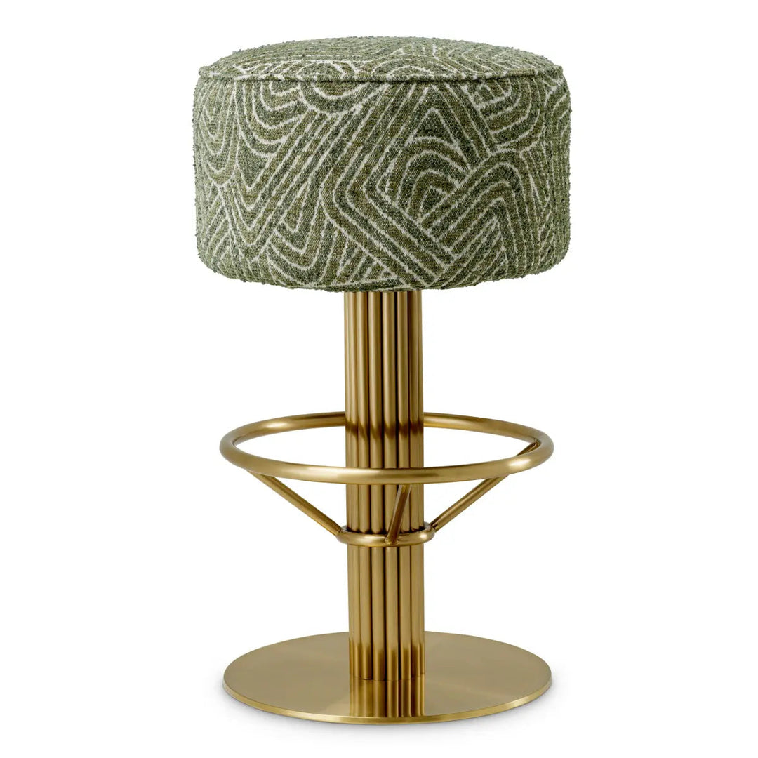 Bar Stool Carleton Camari Green Brushed Brass Finish - image 1