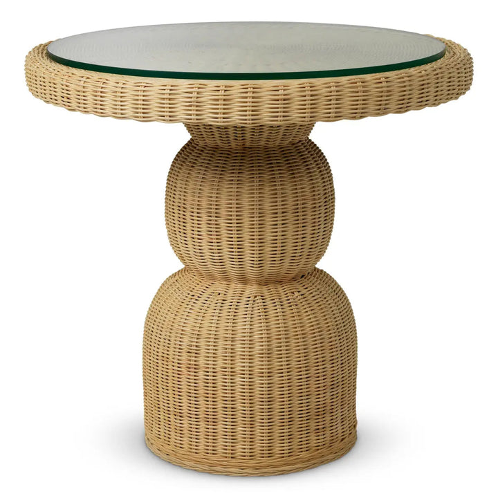 Dining Table Tiago Round Natural Rattan Incl Glass Top - image 1