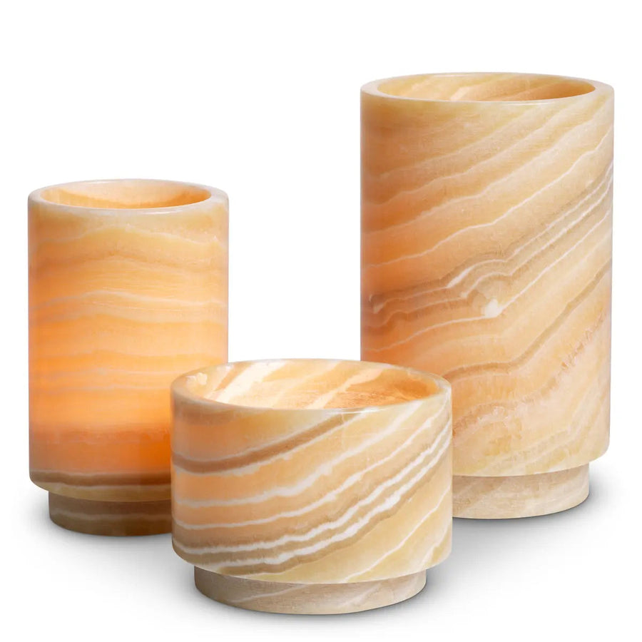 Tealight Holder Leonidas Yellow Onyx Set Of 3 - image 1