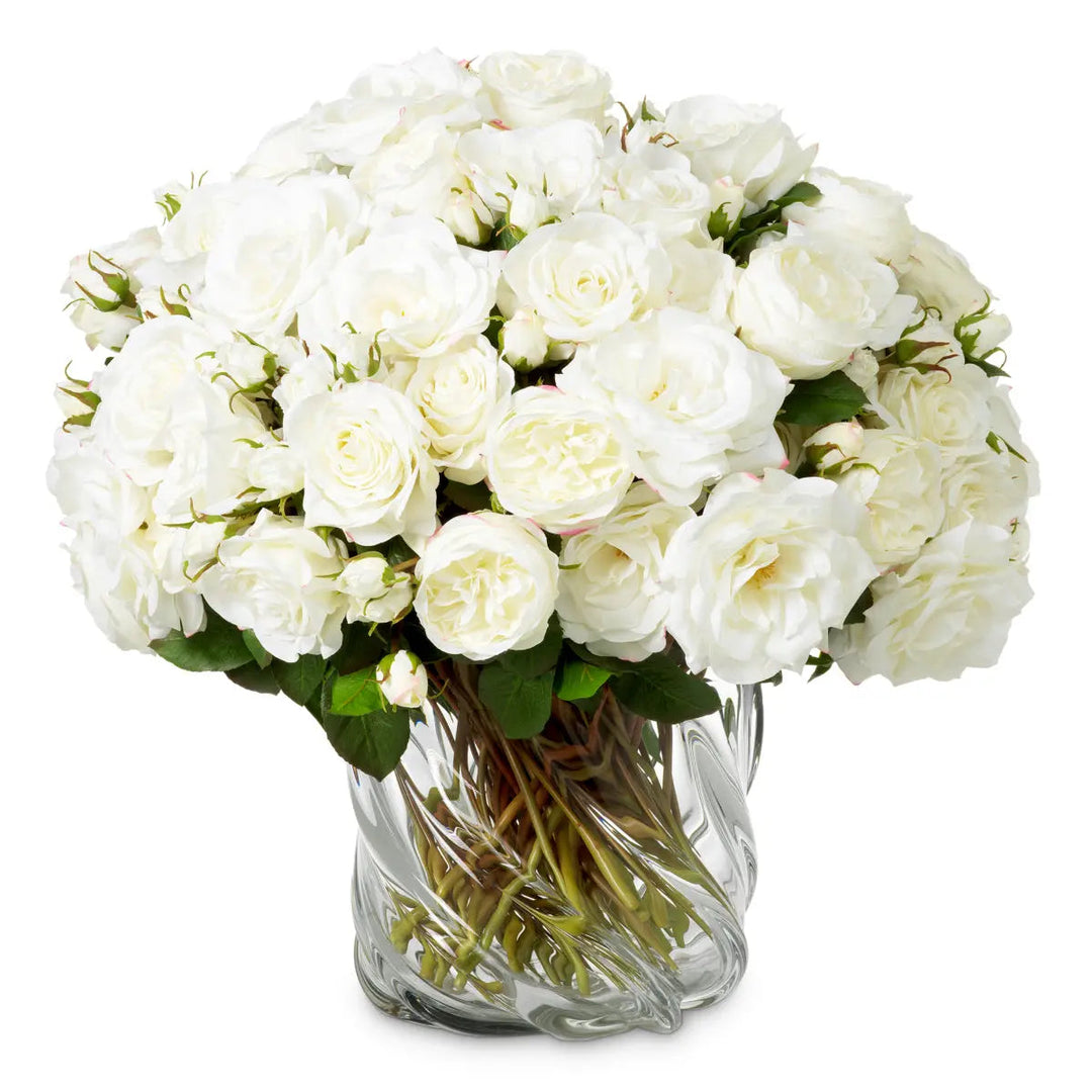 Bouquet Of Roses Three Tone White Real Touch 72 Pcs/3 Varieties - image 1