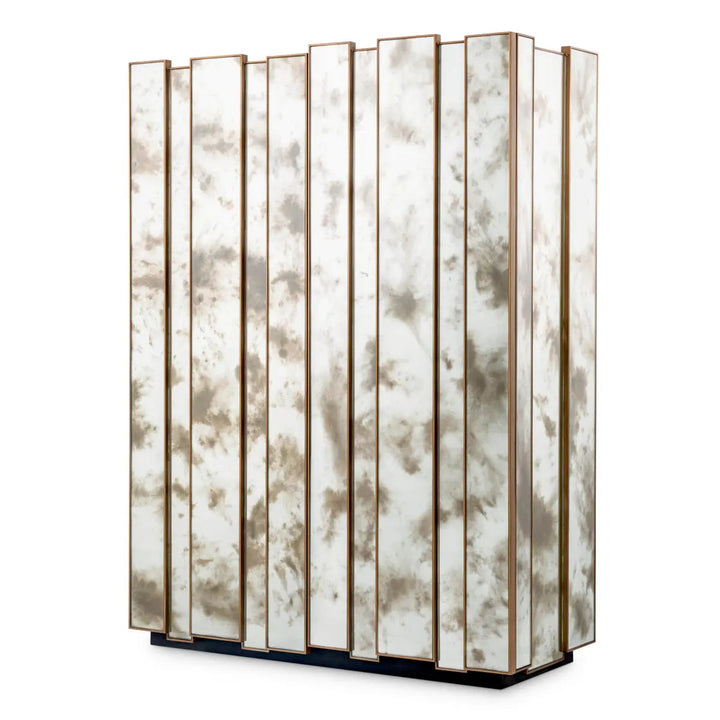 Bar Cabinet Nottingham Antique Mirror Glass Brushed Brass Finish - image 1