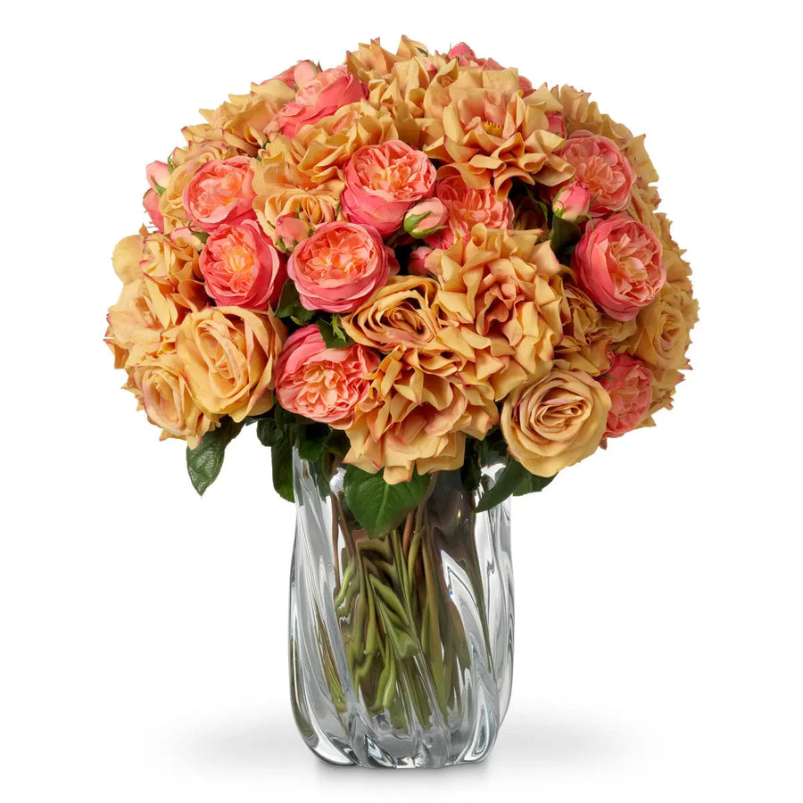 Bouquet Of Roses Real Touch Three Tone Peach 72 Pcs/3 Varieties - image 1