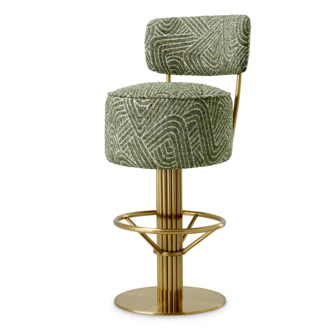 Bar Stool Carleton With Back Camari Green Brushed Brass Finish - image 1