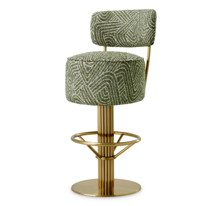 Bar Stool Carleton With Back Camari Green Brushed Brass Finish - image 1