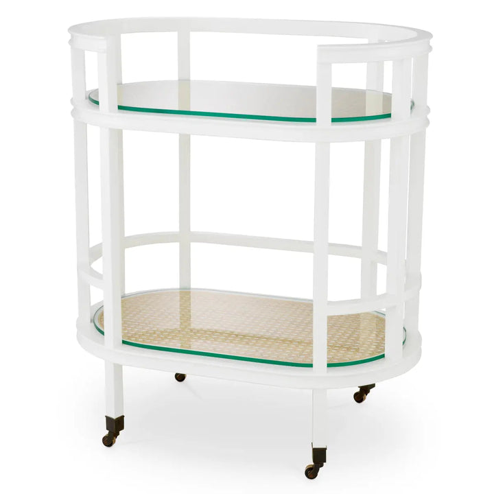 Trolley Bahamas Piano White Finish Natural Cane - image 1