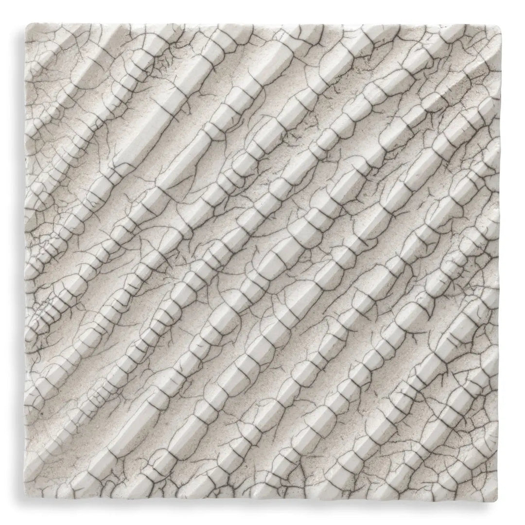 Wall Decoration Division Diagonal Raku Ceramic Crackled White - image 1