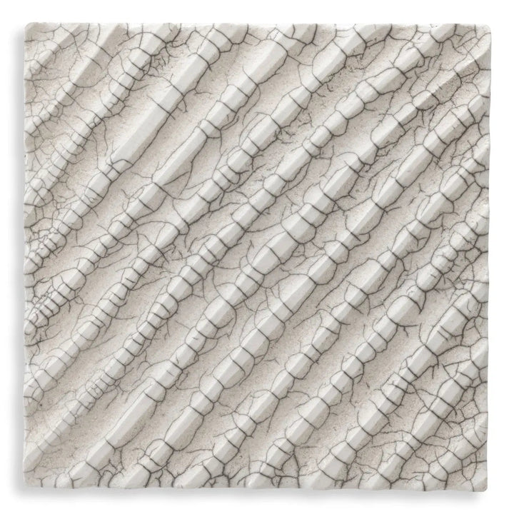 Wall Decoration Division Diagonal Raku Ceramic Crackled White - image 1