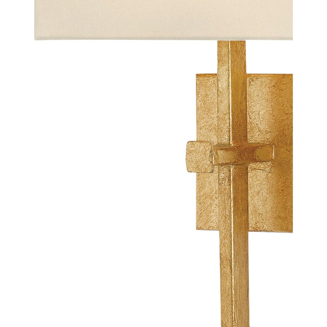 Ashdown Gold Wall Sconce, White Shade