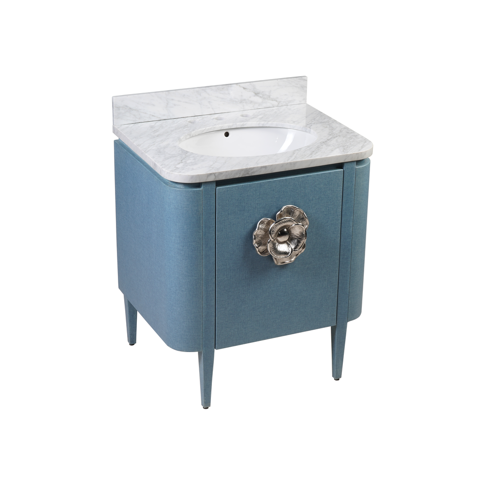 Briallen 30" Blue Linen Vanity with Oval Undermount Sink