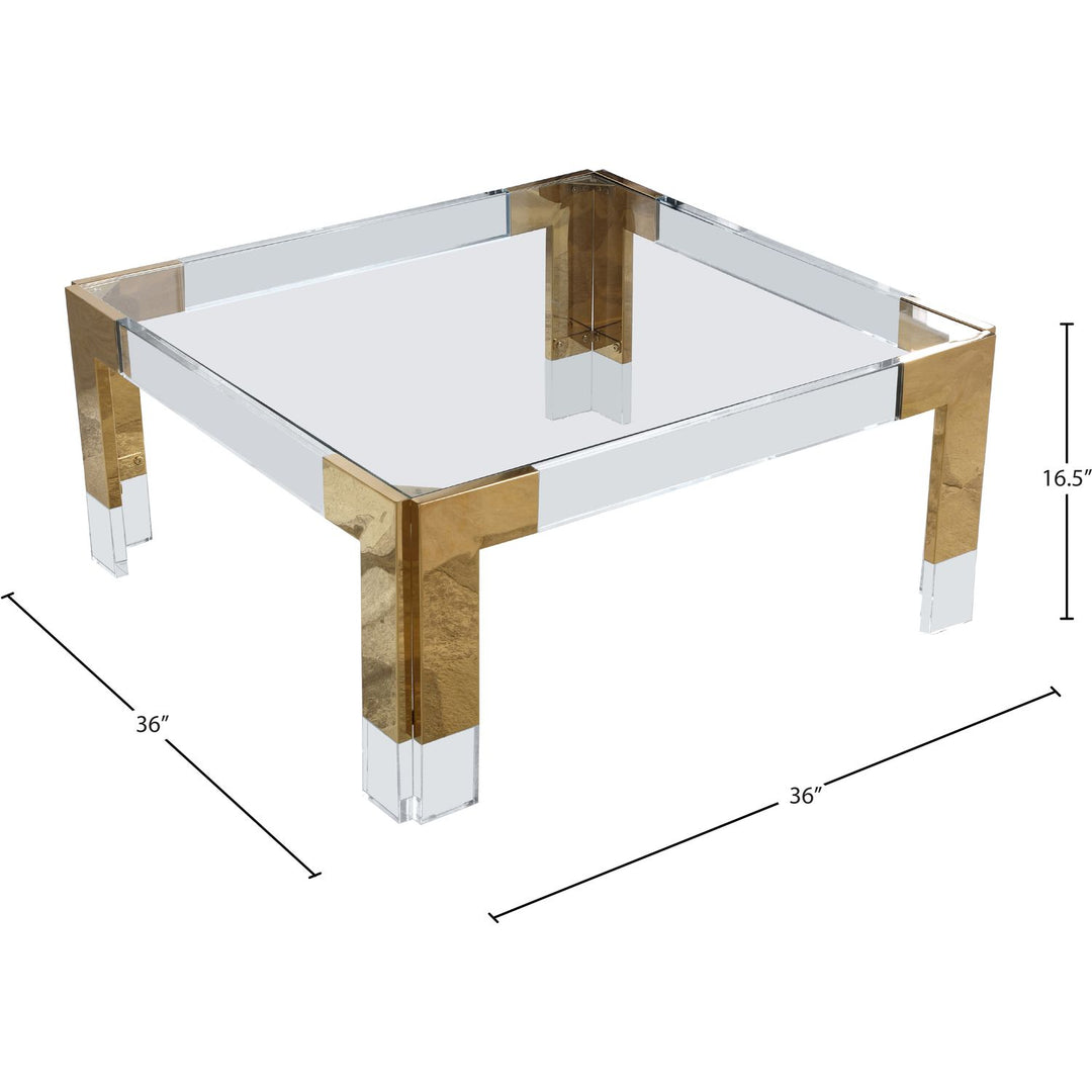 Casper Square Glass Top, Acrylic And Metal Base Coffee Table — Gold