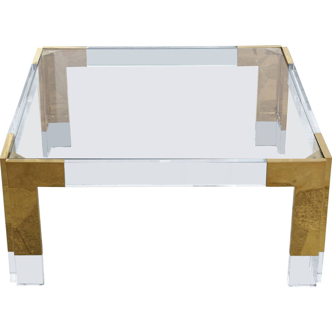 Casper Square Glass Top, Acrylic And Metal Base Coffee Table — Gold