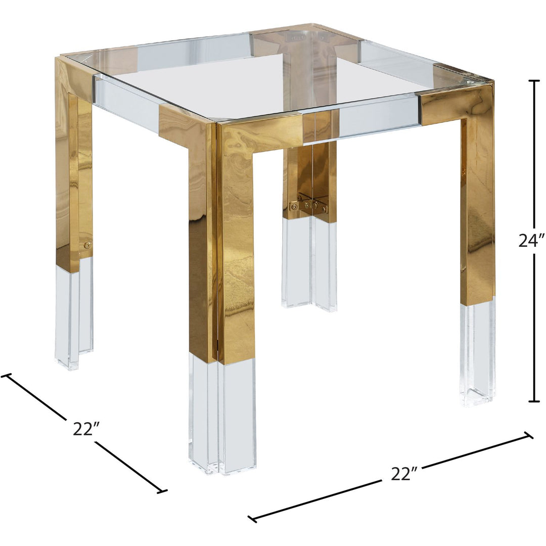 Casper Glass Top, Acrylic And Metal Base End / Side Table — Gold