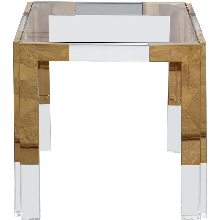 Casper Glass Top, Acrylic And Metal Base End / Side Table — Gold