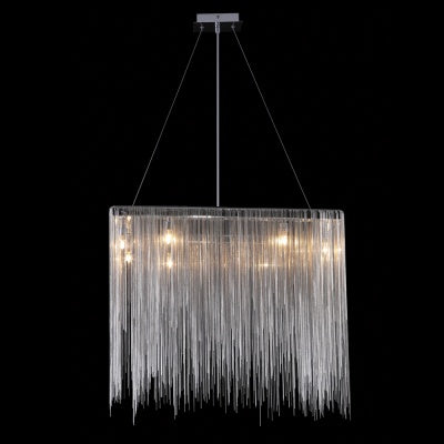 Fountain Ave. Collection Chrome Jewelry Square Hanging Fixture Silver LED