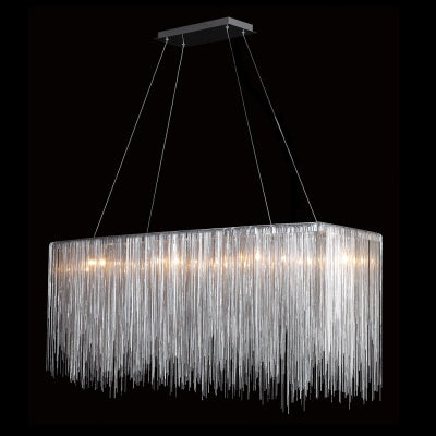 Fountain Ave. Collection Chrome Jewelry Rectangle Hanging Fixture Silver LED