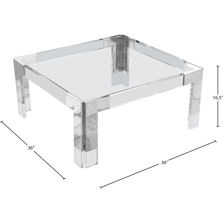 Casper Square Glass Top, Acrylic And Metal Base Coffee Table — Chrome