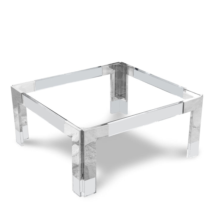 Casper Square Glass Top, Acrylic And Metal Base Coffee Table — Chrome