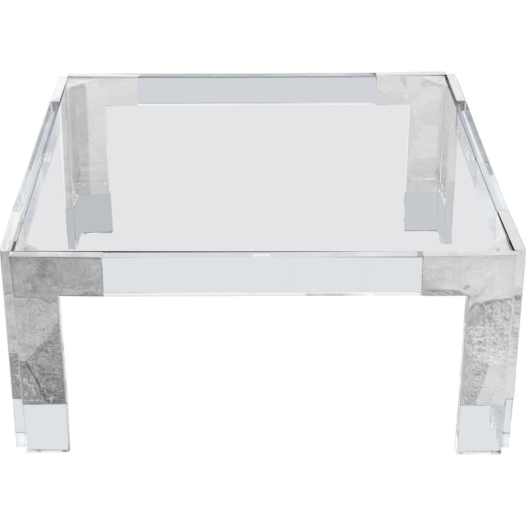 Casper Square Glass Top, Acrylic And Metal Base Coffee Table — Chrome