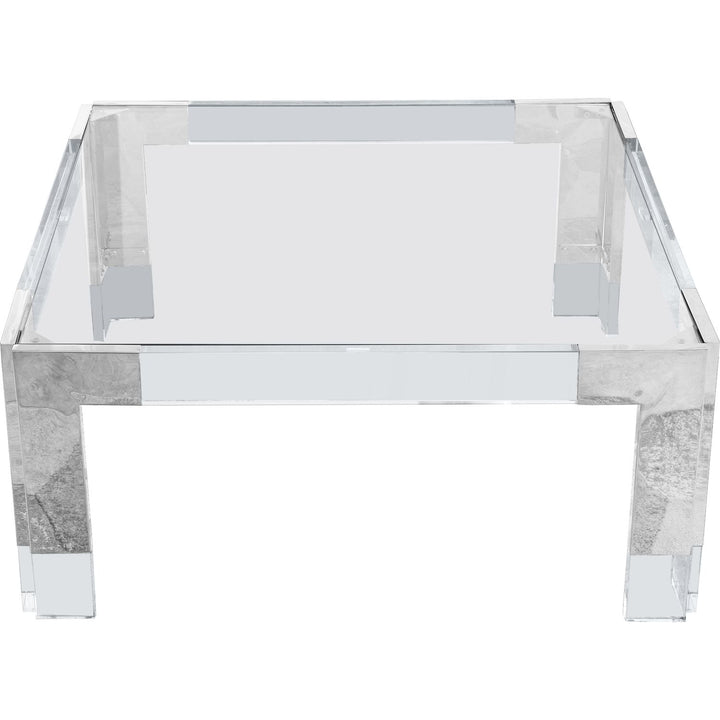 Casper Square Glass Top, Acrylic And Metal Base Coffee Table — Chrome