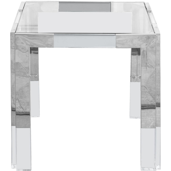 Casper Glass Top, Acrylic And Metal Base End / Side Table — Chrome